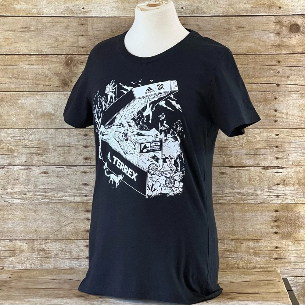 Adidas Terrex Amplifier Tee Womens Medium Black Graphic T-Shirt IA7360 NEW - Picture 4 of 9